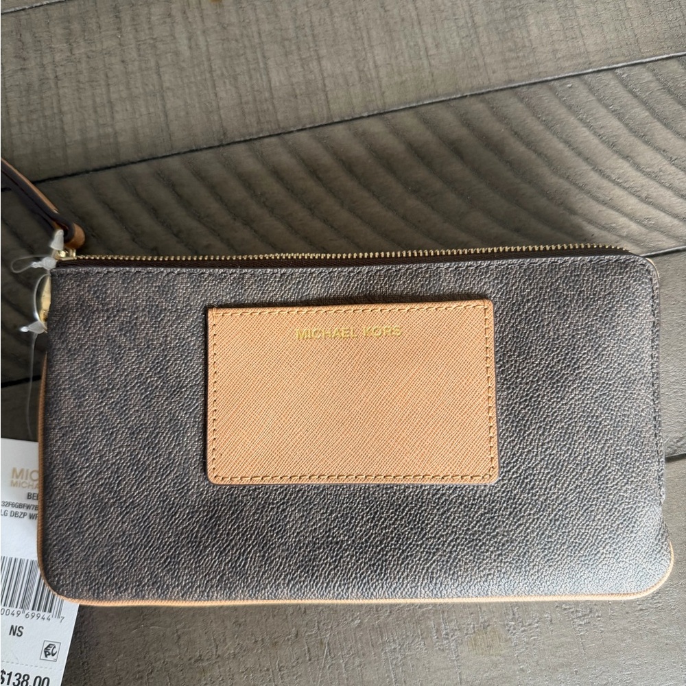 Michael Kors Dual-Zip Brown and Cream Wallet